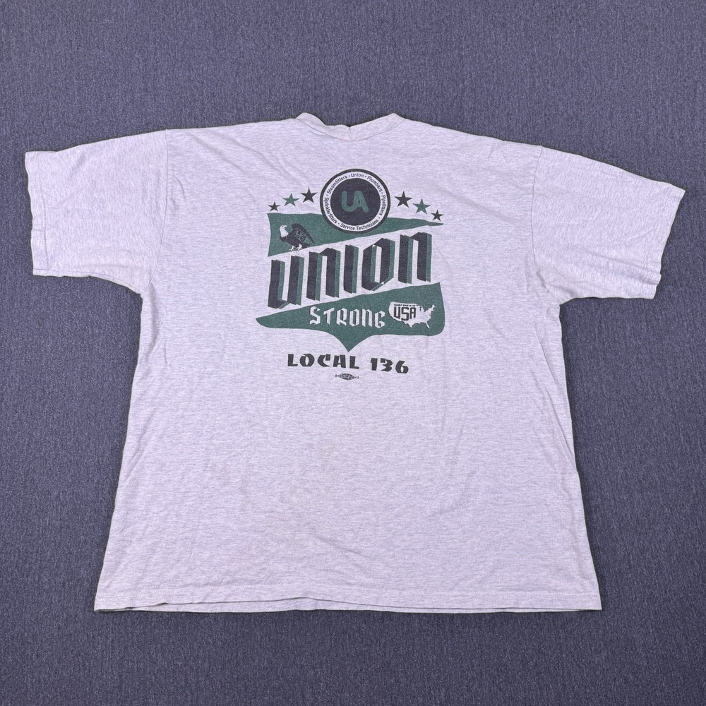 Lifewear Union Strong Regular Crew Neck Pocket T-Shirt Mens XL Gray Cotton